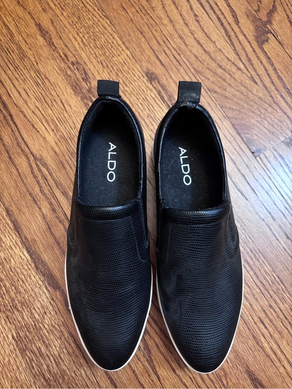 ALDO Black Slip-On platform Loafers with Texture